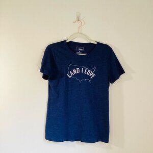 Sonoma Navy Blue "Land I Love" Patriotic Tee Women's Size S USA Graphic Tee